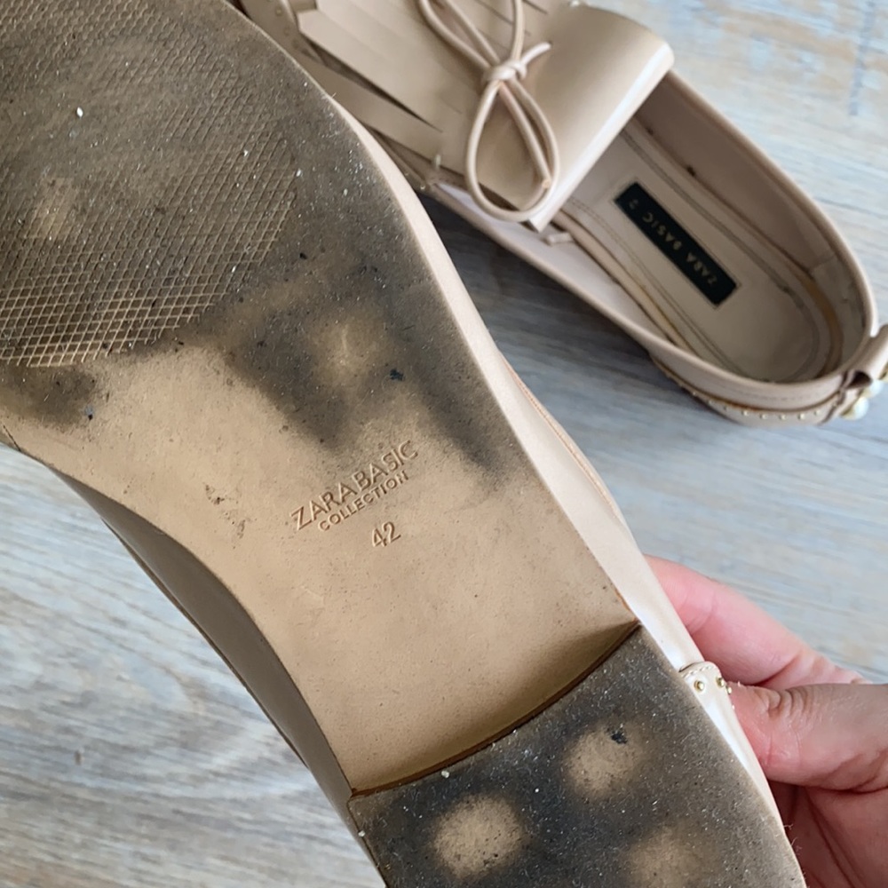 Zara Beige Loafers with Fringe Detail - Picture 5 of 8